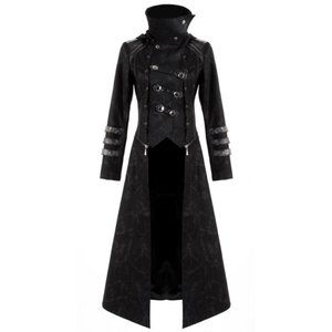 Scorpion Men’s Hooded Trench Wax Coat Long Jacket Black Gothic Steampunk